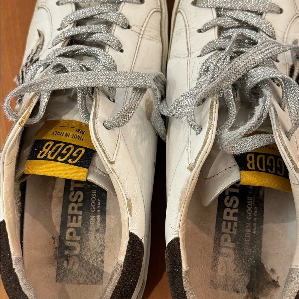 Golden Goose Women's Superstar White Leather /Suede Heels/ Zebra Stars/ Sz.38 - Picture 12 of 13